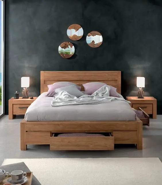 Cama Estilo Industrial de Metal y Madera - Diseño Moderno y Duradero CA009
