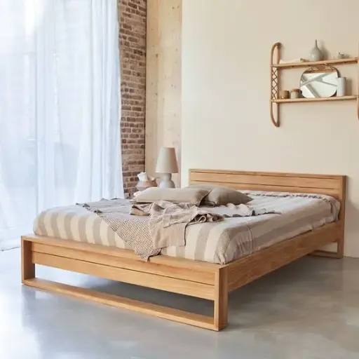 Cama Estilo Industrial de Metal y Madera - Diseño Moderno y Duradero CA014